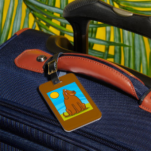 Funny Big Brown Dog Sitting in the Sun Luggage Tag