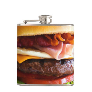 Funny big burger hip flask