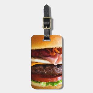 Funny big burger luggage tag