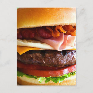 Funny big burger postcard