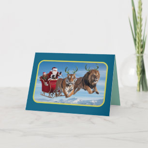 Funny Big Cat Christmas Holiday Card