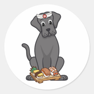 Funny big dog is a sushi chef classic round sticker