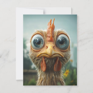 Funny Big-Eyed Chicken Close-Up Postcard