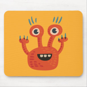 Funny Big Eyed Smiling Cute Monster Mouse Pad
