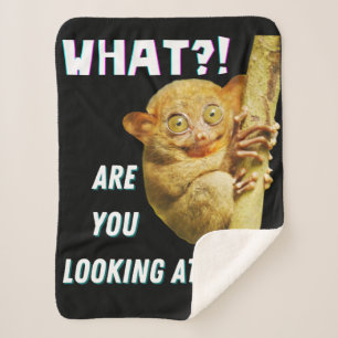 Funny Big Eyed Tarsier What Are You Looking At Sherpa Blanket