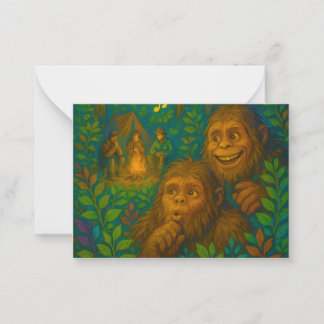 Funny Big Foot Noises in Woods Fantasy Art Card