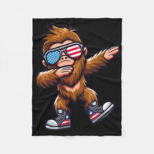 Funny Big Foot Sasquatch 4th Of July Fleece Blanket
