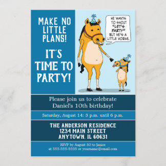 Funny Big Horse and Little Horse Birthday Party Invitation