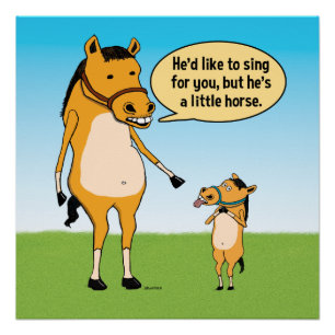 Funny Big Horse and Little Horse Poster