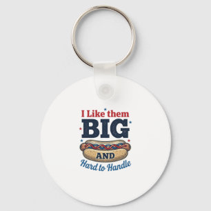 Funny Big Hot Dog Vintage T-Shirt Design_1 Keychain