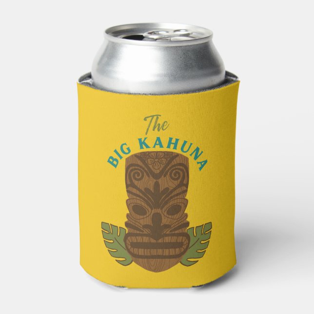 Funny Big Kahuna Tiki Mask Father's Day Can Cooler (Can Front)