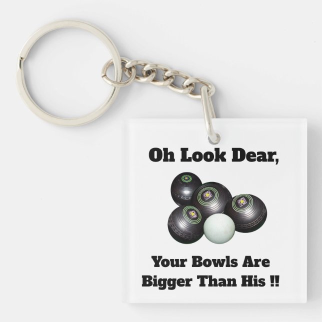Funny Big Lawn Bowls, Keychain (Front)