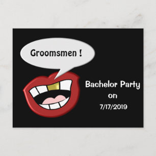 Funny Big Mouth Bachelor Party Announcement Postcard