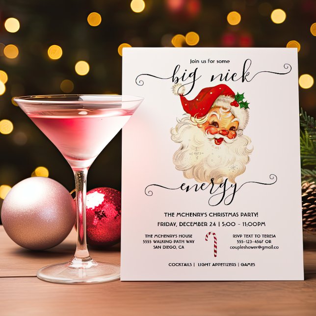 Funny Big Nick Energy Christmas Party Invitation (Creator Uploaded)