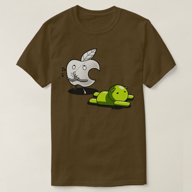 Funny Big Tech Rivalry Techie Apple Versus Android T-Shirt (Design Front)