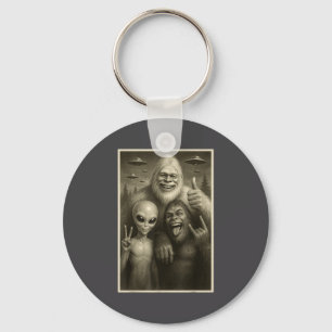 Funny Bigfoot, Alien, &amp; Yeti Sasquatch Rock On Keychain