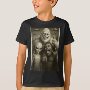 Funny Bigfoot, Alien, &amp; Yeti Sasquatch Rock On T-Shirt