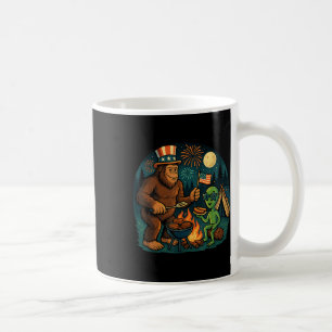 Funny Bigfoot Alien Bbq Campfire 4th Of July Ameri Coffee Mug