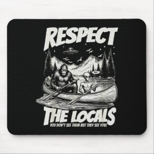 Funny bigfoot alien canoe paddling adventure mouse pad