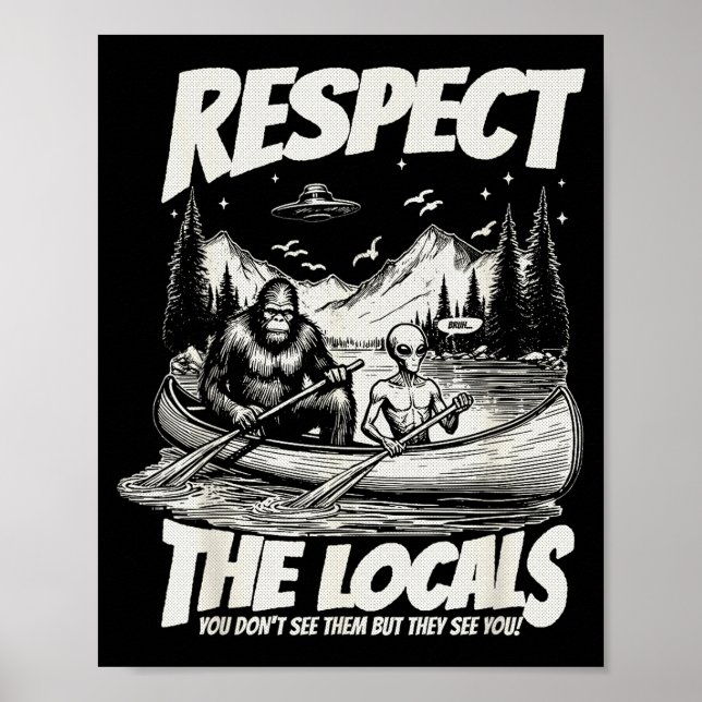 Funny bigfoot alien canoe paddling adventure  poster (Front)