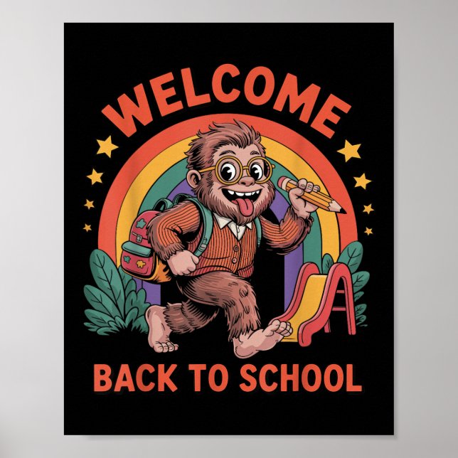 Funny Bigfoot Back To School Kid Bigfoot Backpack  Poster (Front)
