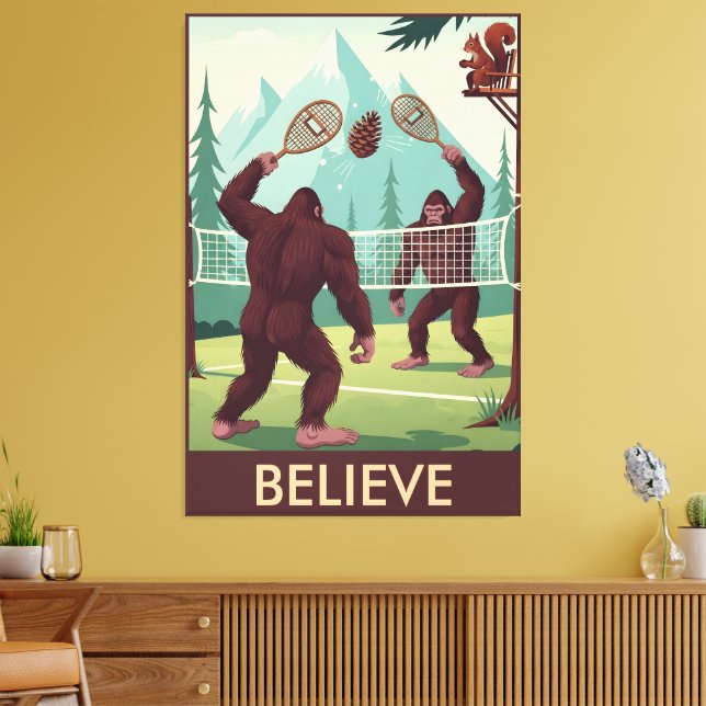 Funny Bigfoot believe Canvas Print (Insitu(LivingRoom))