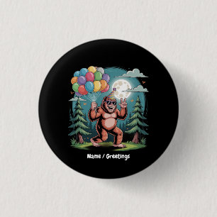 Funny Bigfoot Birthday Party Bash Balloons 1 Inch Round Button