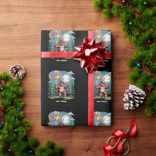 Funny Bigfoot Birthday Party Bash Balloons Wrapping Paper