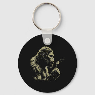 Funny Bigfoot Blowing Wishes Dandelion Wildflower Keychain