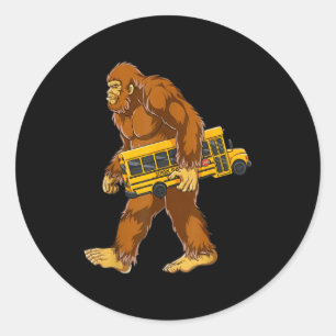 Funny Bigfoot Bus Driver Sasquatch School Bus Love Classic Round Sticker