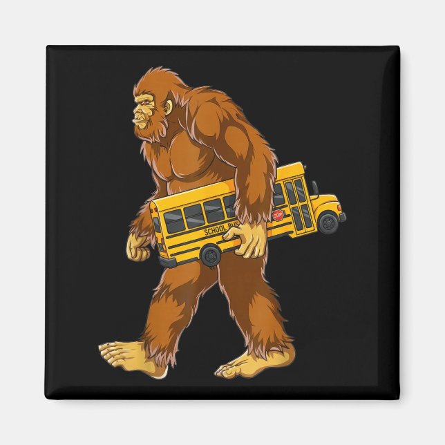 Funny Bigfoot Bus Driver Sasquatch School Bus Love Magnet (Front)