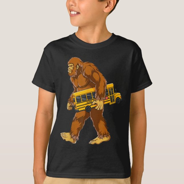 Funny Bigfoot Bus Driver Sasquatch School Bus Love T-Shirt (Front)