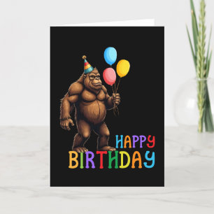 Funny BigFoot carte d'anniversaire avec ballons