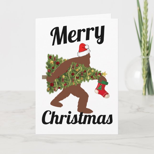 Funny Bigfoot carte de voeux de Noël (Devant)
