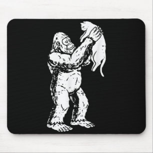 Funny Bigfoot Cat Sasquatch Kitty Cute Valentine M Mouse Pad