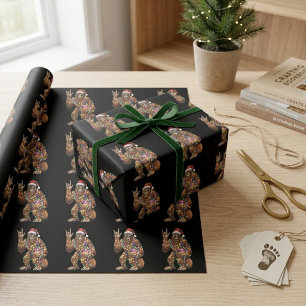 Funny Bigfoot Christmas Lights Santa Holiday Wrapping Paper