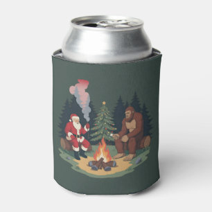 Funny Bigfoot Christmas Santa Sasquatch Camping  Can Cooler