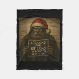 Funny Bigfoot Christmas – Xmas Sasquatch Mugshot Fleece Blanket