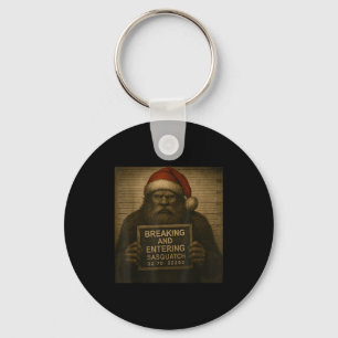 Funny Bigfoot Christmas – Xmas Sasquatch Mugshot Keychain