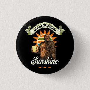 Funny Bigfoot Coffee Morning Humour 1 Inch Round Button