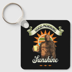 Funny Bigfoot Coffee Morning Humour Keychain