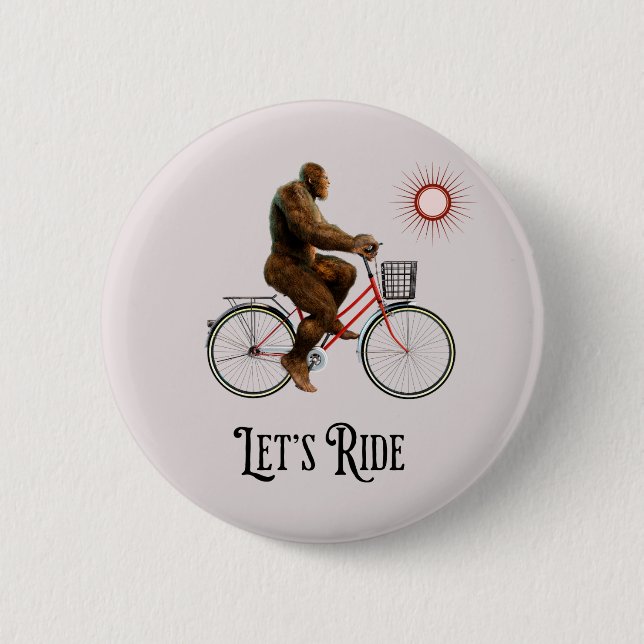 Funny Bigfoot Cycling Adventure Retro 2 Inch Round Button (Front)