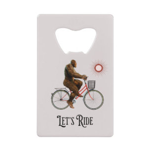 Funny Bigfoot Cycling Adventure Retro Credit Card Bottle Opener