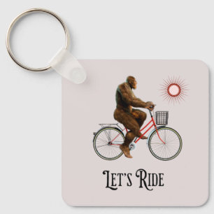 Funny Bigfoot Cycling Adventure Retro Keychain