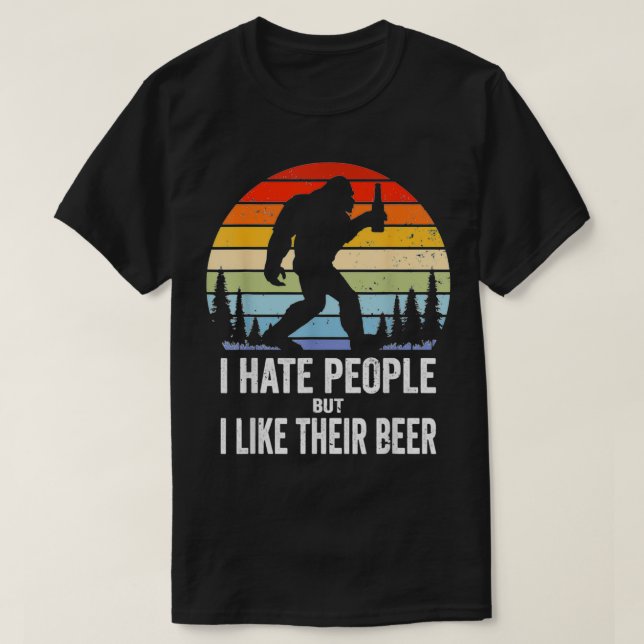Funny Bigfoot Drinking Beer for Sasquatch Believer T-Shirt (Design Front)
