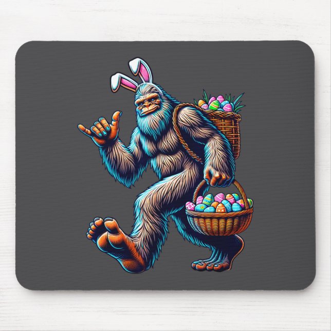 Funny Bigfoot Easter Bunny - Sasquatch With Easter Mouse Pad (Front)