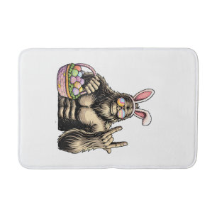 Funny Bigfoot Easter Egg Rock Sasquatch Easter Day Bath Mat