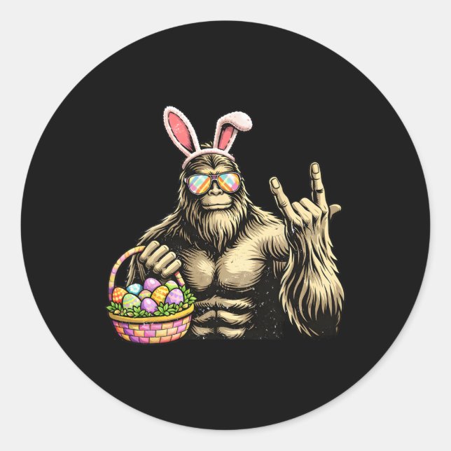 Funny Bigfoot Easter Egg Rock Sasquatch Easter Day Classic Round Sticker (Front)