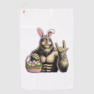 Funny Bigfoot Easter Egg Rock Sasquatch Easter Day Golf Towel