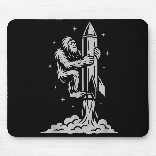 Funny Bigfoot Flying Into Space With Stars And Cos Mouse Pad (Front)